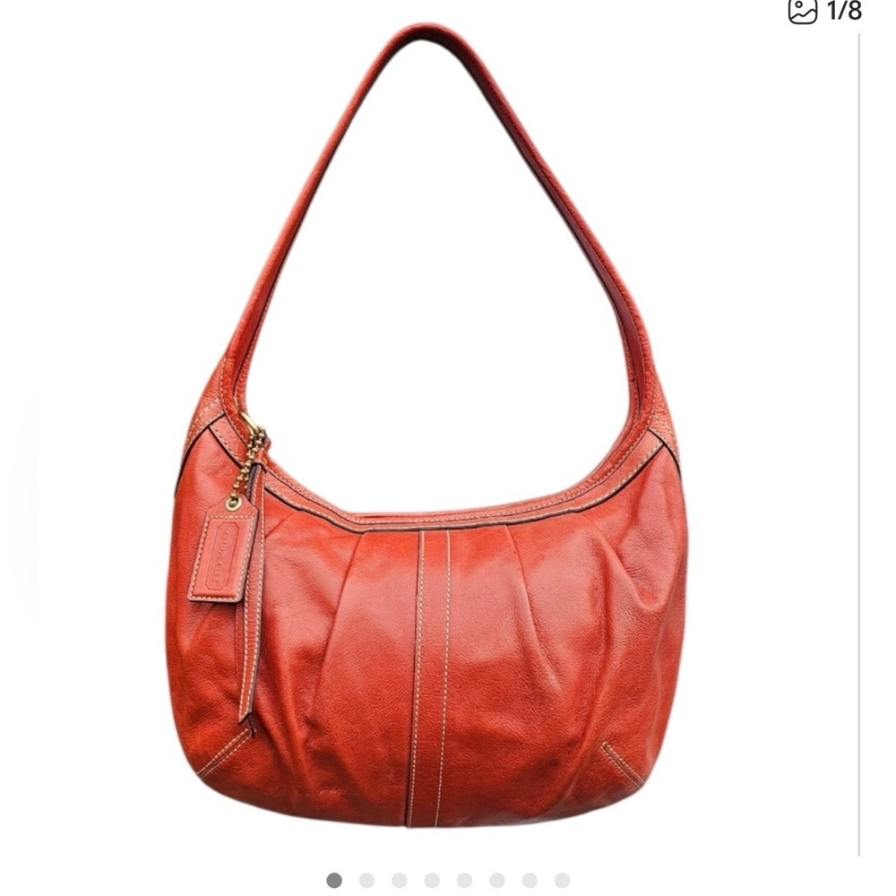 Coach Red Leather Hobo Bag